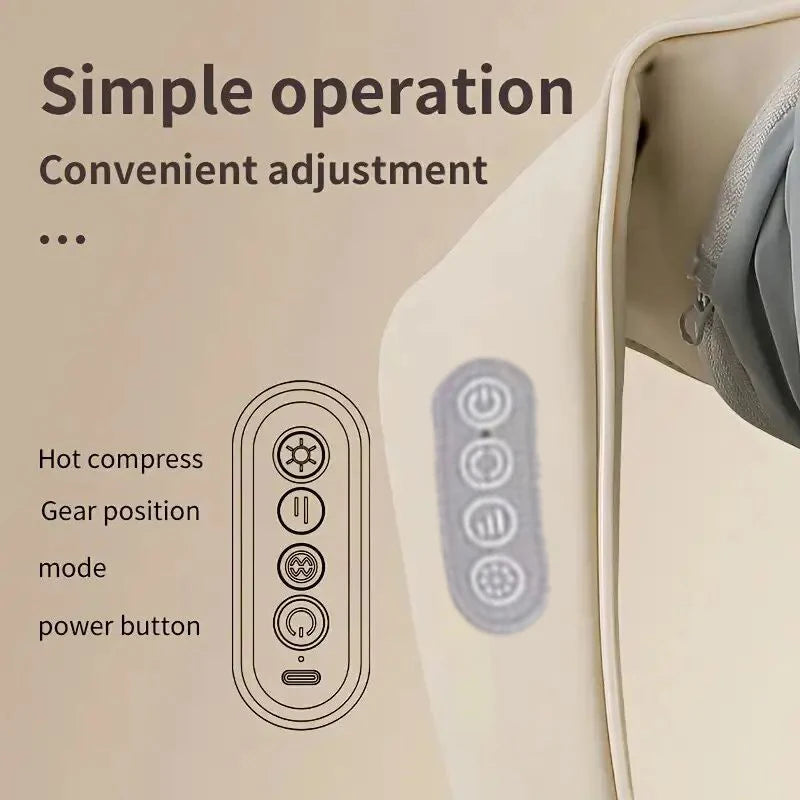 Neck Massager with low Heat Back Shoulder Massager Area Coverage Bionic kneading Wireless Massage